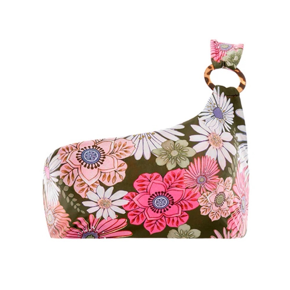 Agua Bendita Floral Bikini Top - Pink and Green